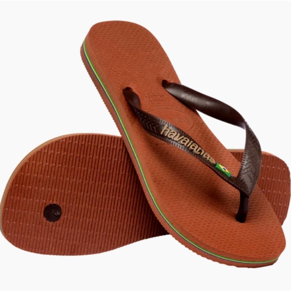 Havaians Brazil Logo Flip Flops Sandals Ferrugem Cafe Size 11/12M